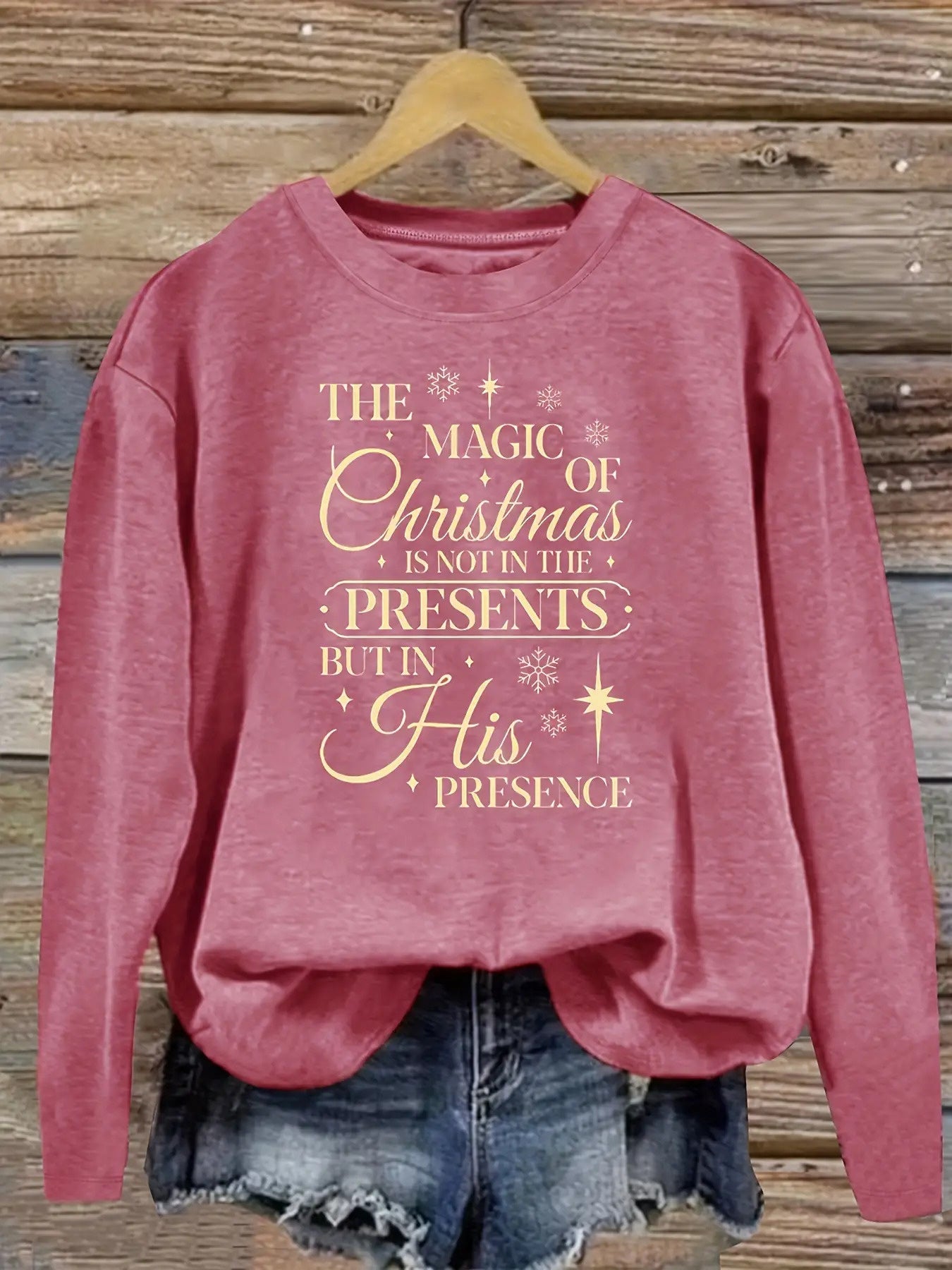 Women's Graphic Crewneck Sweatshirt - Regular Fit Crew Neck – Dark Gray / Pink – view 12