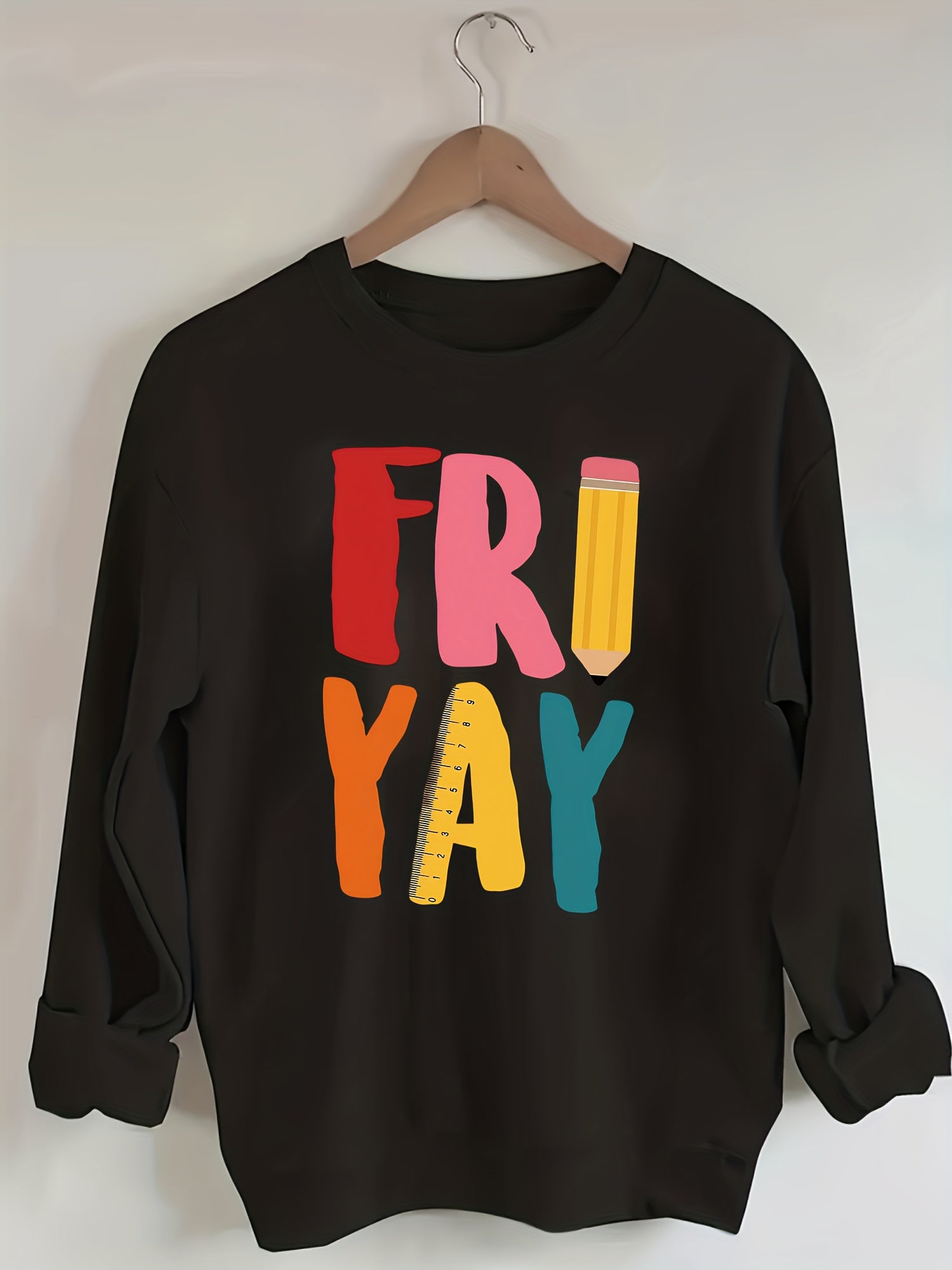 Women's Graphic Crewneck Sweatshirt - Regular Fit Crew Neck – Green / Apricot detail view