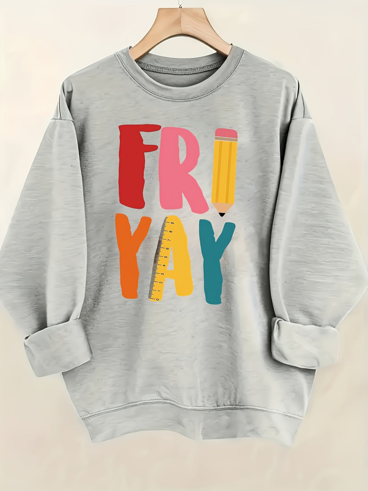 Women's Graphic Crewneck Sweatshirt - Regular Fit Crew Neck – Green / Apricot – Green option – view 6