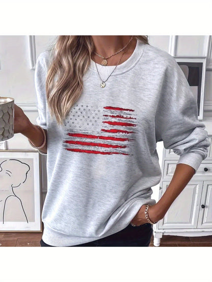 Women's Graphic Crewneck Sweatshirt - Regular Fit Crew Neck – Light Grey Graphic Design 22213 detail view