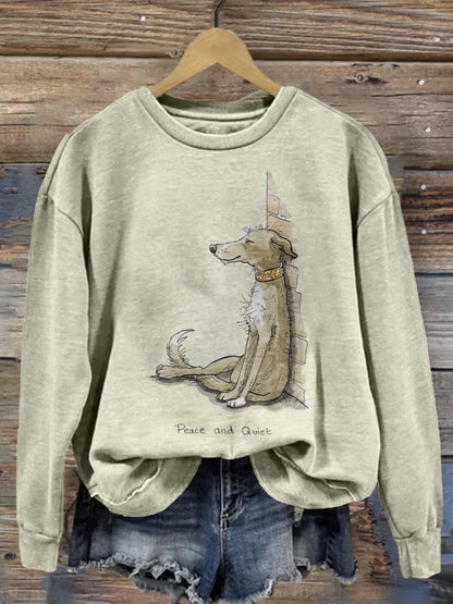Women's Graphic Crewneck Sweatshirt - Regular Fit Crew Neck – Light Grey Graphic Design 84965 detail view