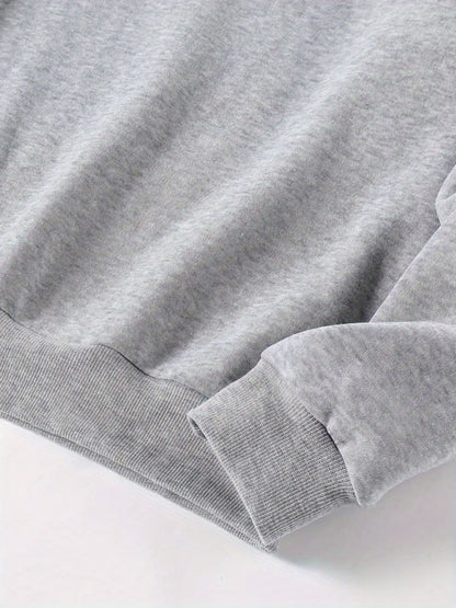 Women's Graphic Crewneck Sweatshirt - Regular Fit Crew Neck – Light Grey Graphic Design 84965 detail view