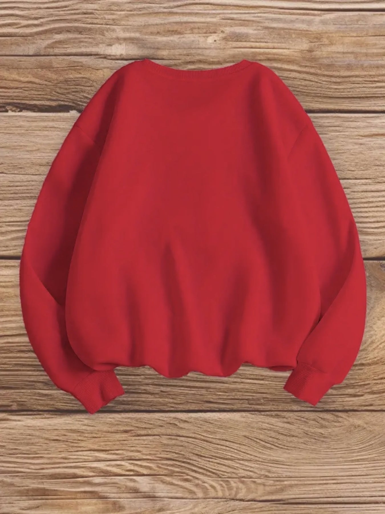 Women's Graphic Crewneck Sweatshirt - Regular Fit Crew Neck – Red detail view