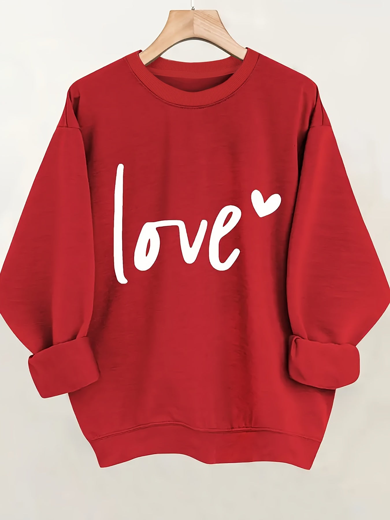 Women's Graphic Crewneck Sweatshirt - Regular Fit Crew Neck – (Red) / Apricot detail view