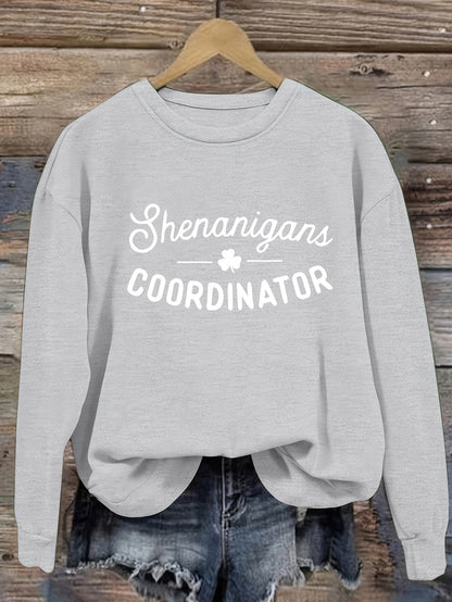 Women's Graphic Crewneck Sweatshirt - Regular Fit Crew Neck – White Graphic Design 05253 detail view
