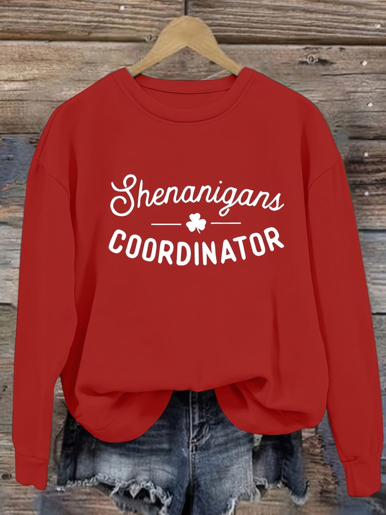 Women's Graphic Crewneck Sweatshirt - Regular Fit Crew Neck – White Graphic Design 05253 detail view