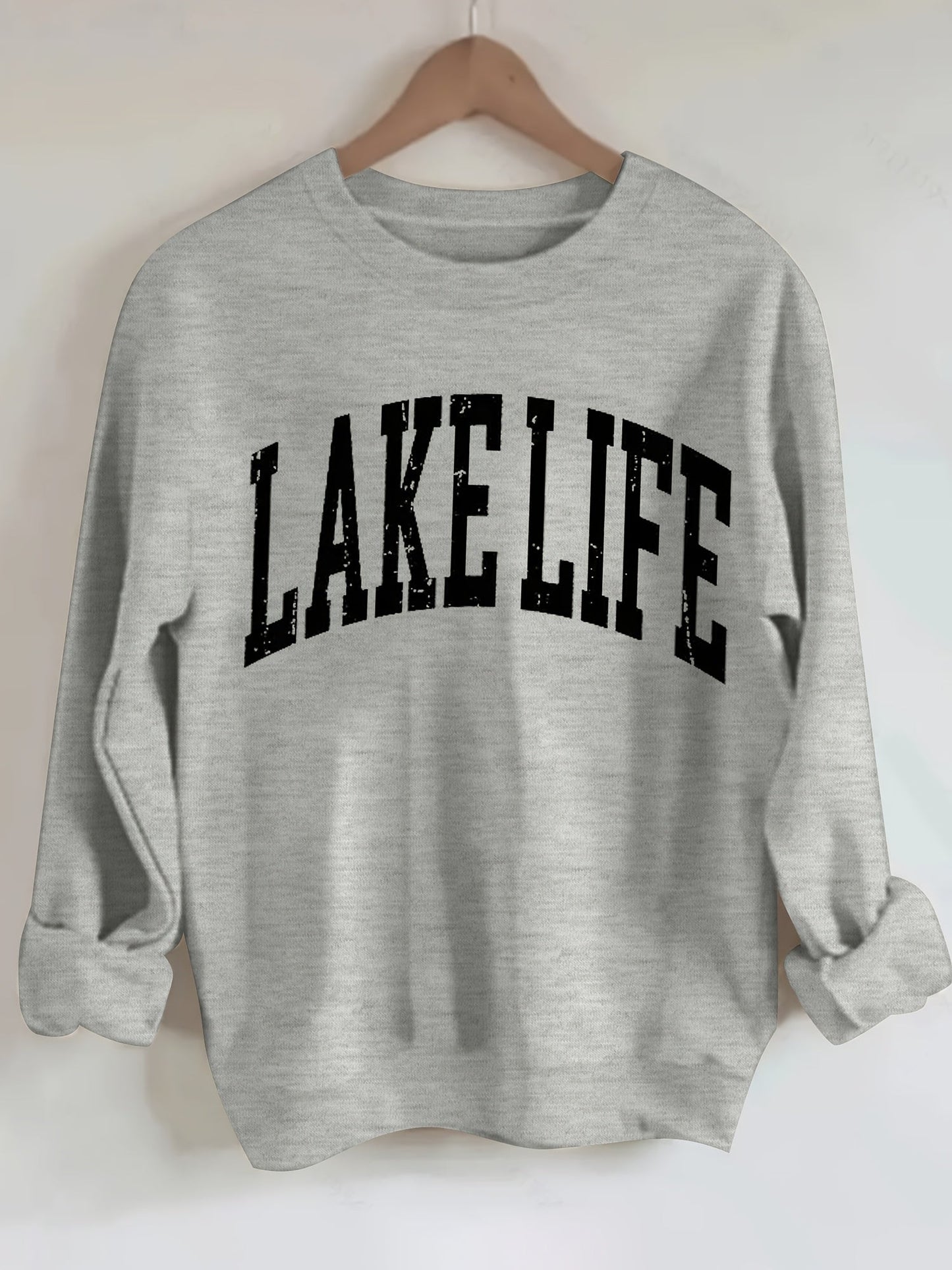 Women's Graphic Crewneck Sweatshirt - Regular Fit Crew Neck – White Graphic Design 64613 detail view