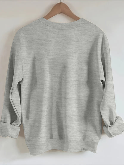 Women's Graphic Crewneck Sweatshirt - Regular Fit Crew Neck – White Graphic Design 64613 detail view