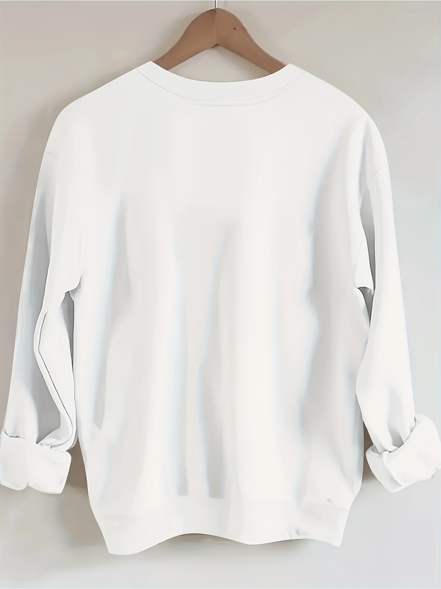 Women's Graphic Crewneck Sweatshirt - Regular Fit Crew Neck – White Graphic Design 64613 detail view