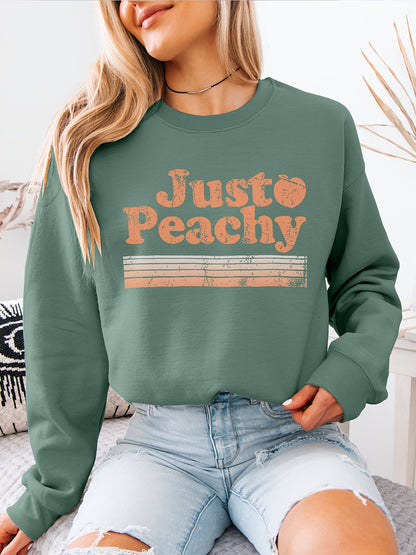 Women's Graphic Crewneck Sweatshirt - Relaxed Fit Crew Neck – Apricot / Grey detail view