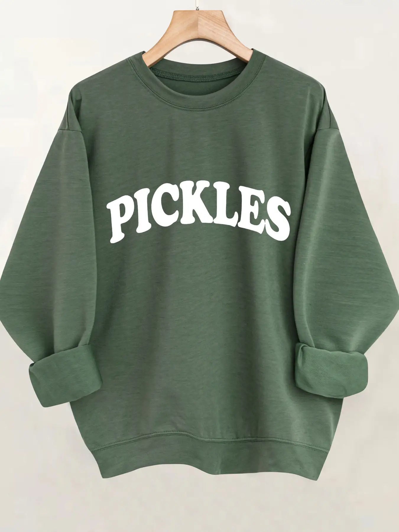 Women's Graphic Crewneck Sweatshirt - Relaxed Fit Crew Neck – Green detail view