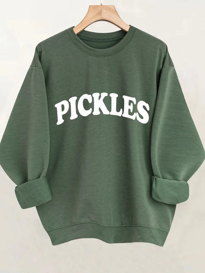 Women's Graphic Crewneck Sweatshirt - Relaxed Fit Crew Neck – Green – Green option – main product image
