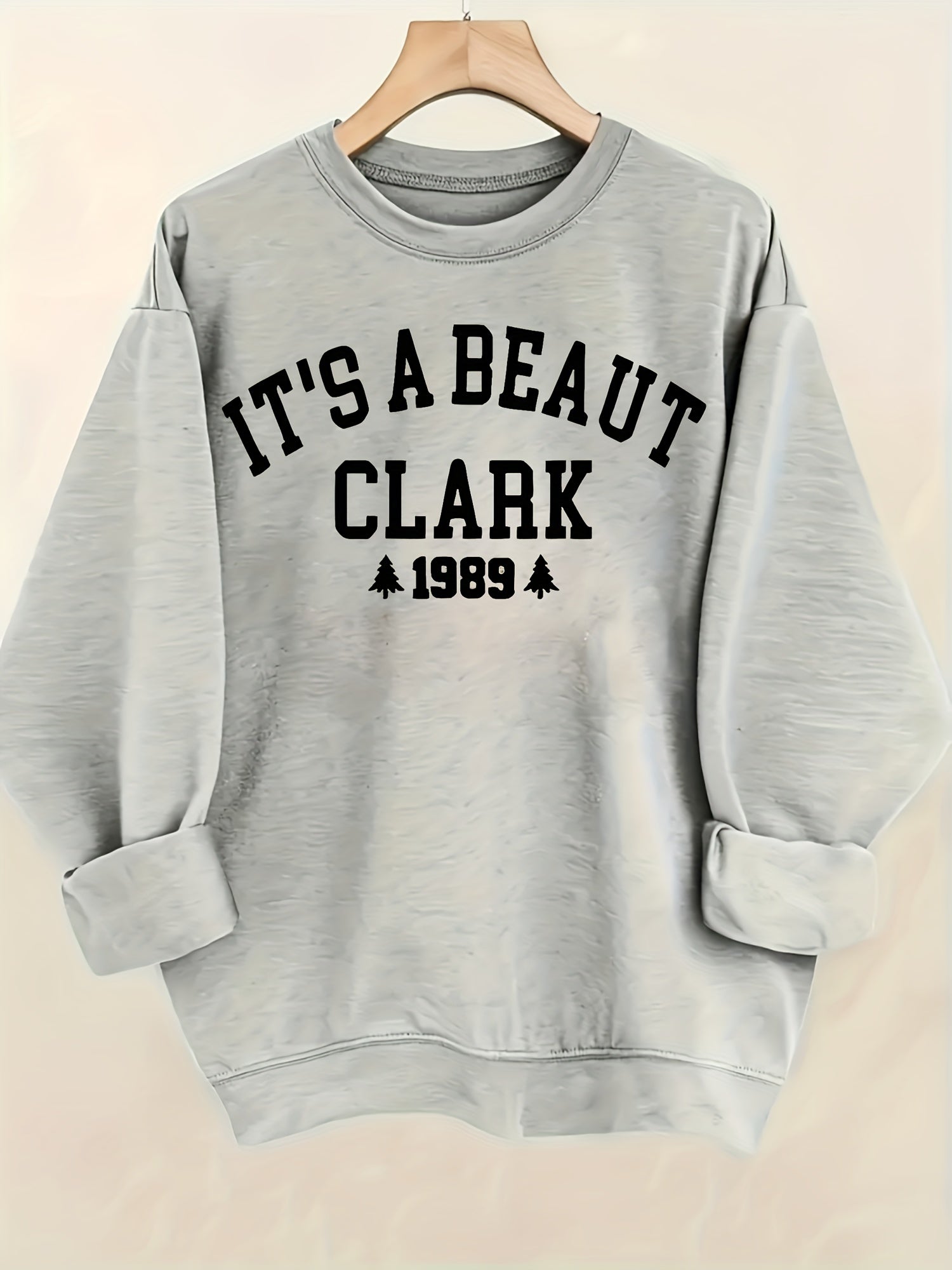 Women's Graphic Crewneck Sweatshirt - Relaxed Fit Crew Neck – Green / White detail view