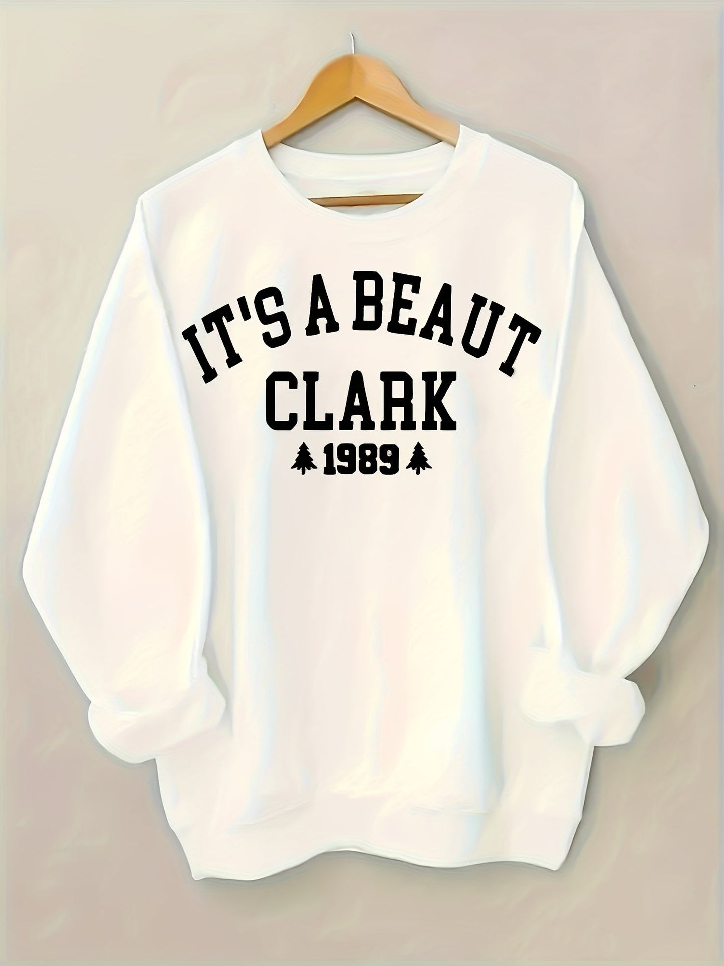 Women's Graphic Crewneck Sweatshirt - Relaxed Fit Crew Neck – Green / White detail view