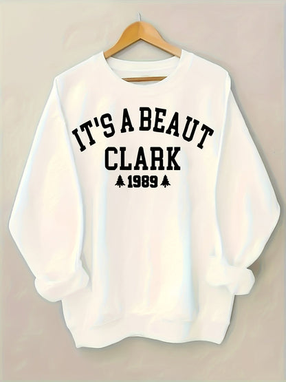 Women's Graphic Crewneck Sweatshirt - Relaxed Fit Crew Neck – Green / White – Green option – view 3
