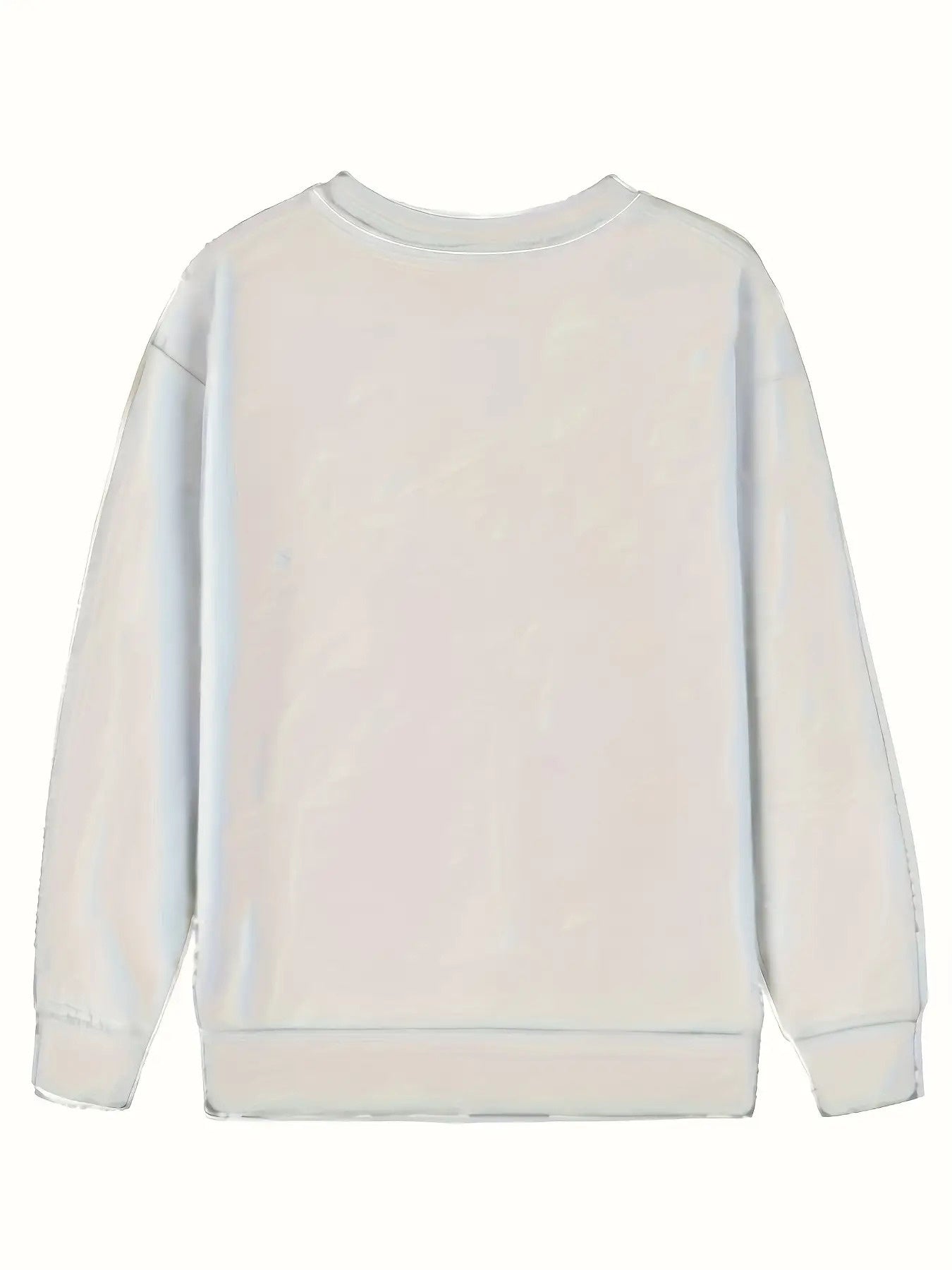 Women's Graphic Crewneck Sweatshirt - Relaxed Fit Crew Neck – Grey / White detail view