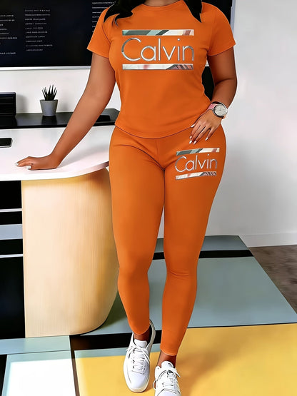 Women's Graphic Dress and Pants Set - Short Sleeve Two-Piece – Black option – view 3