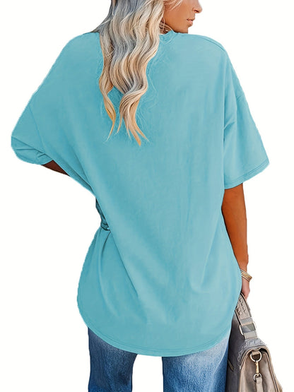 Women's Graphic Print Blouse - Classic Neck Short Sleeve detail view