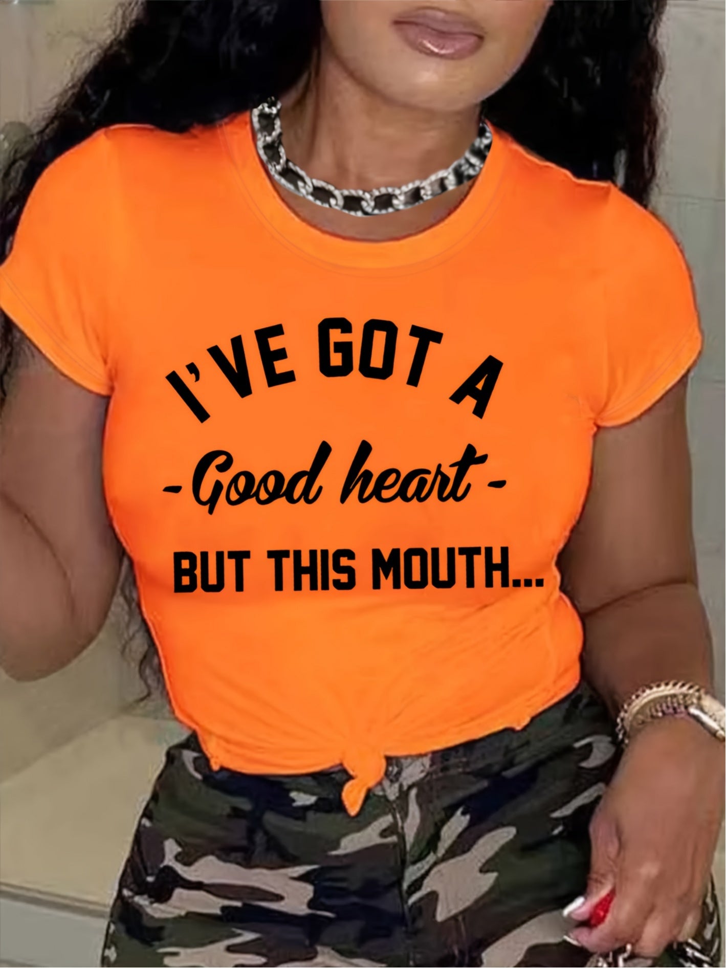 Women's Graphic Print Blouse - Crew Neck detail view