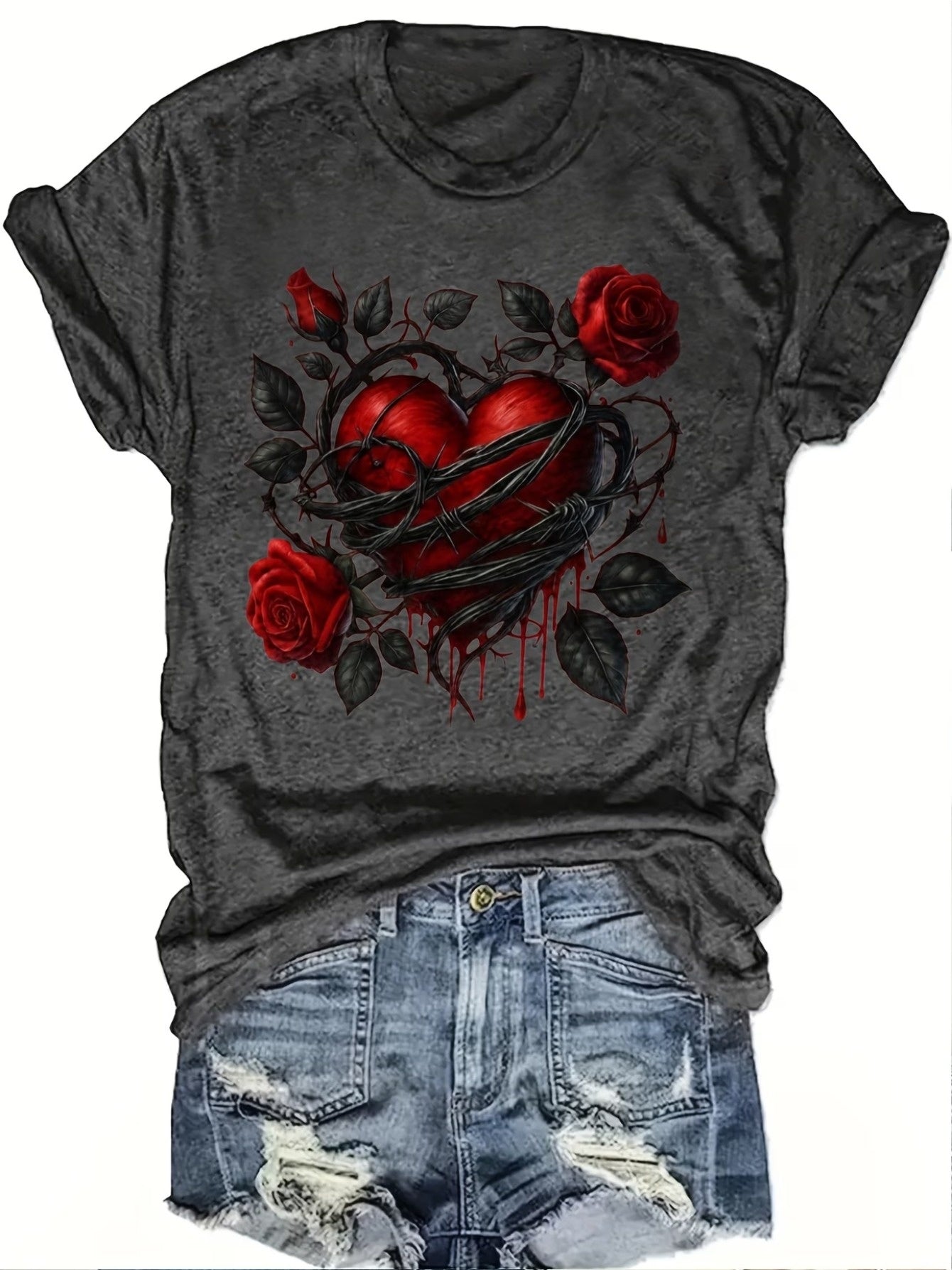Women's Graphic Print Blouse - Regular Fit – Dark Gray detail view