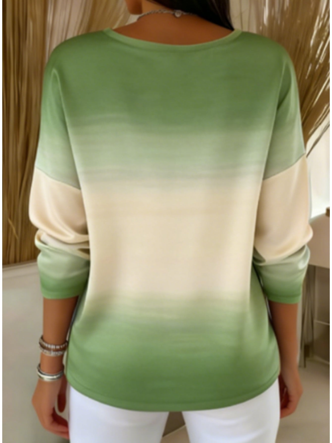 Women's Graphic Print Blouse - V-Neck Long Sleeve detail view