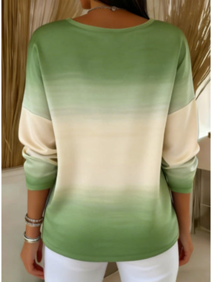 Women's Graphic Print Blouse - V-Neck Long Sleeve detail view