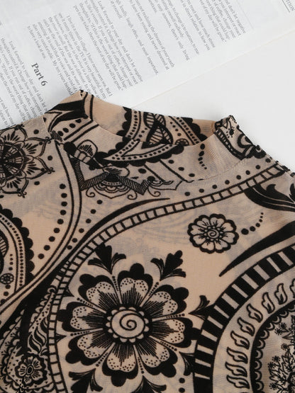 Women's Graphic Print Lingerie Bodysuit - Sleeveless detail view