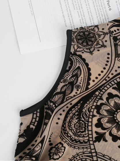 Women's Graphic Print Lingerie Bodysuit - Sleeveless detail view
