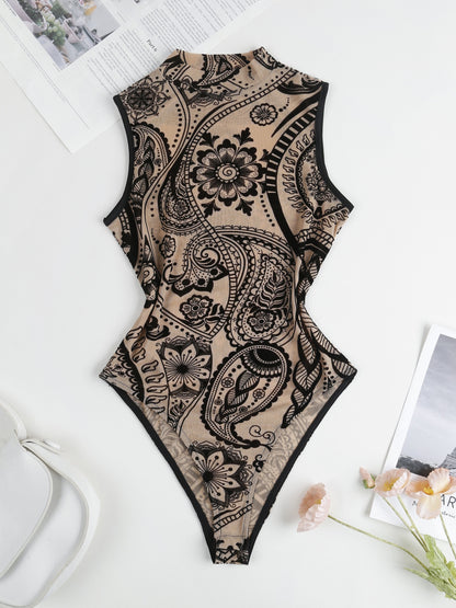 Women's Graphic Print Lingerie Bodysuit - Sleeveless detail view