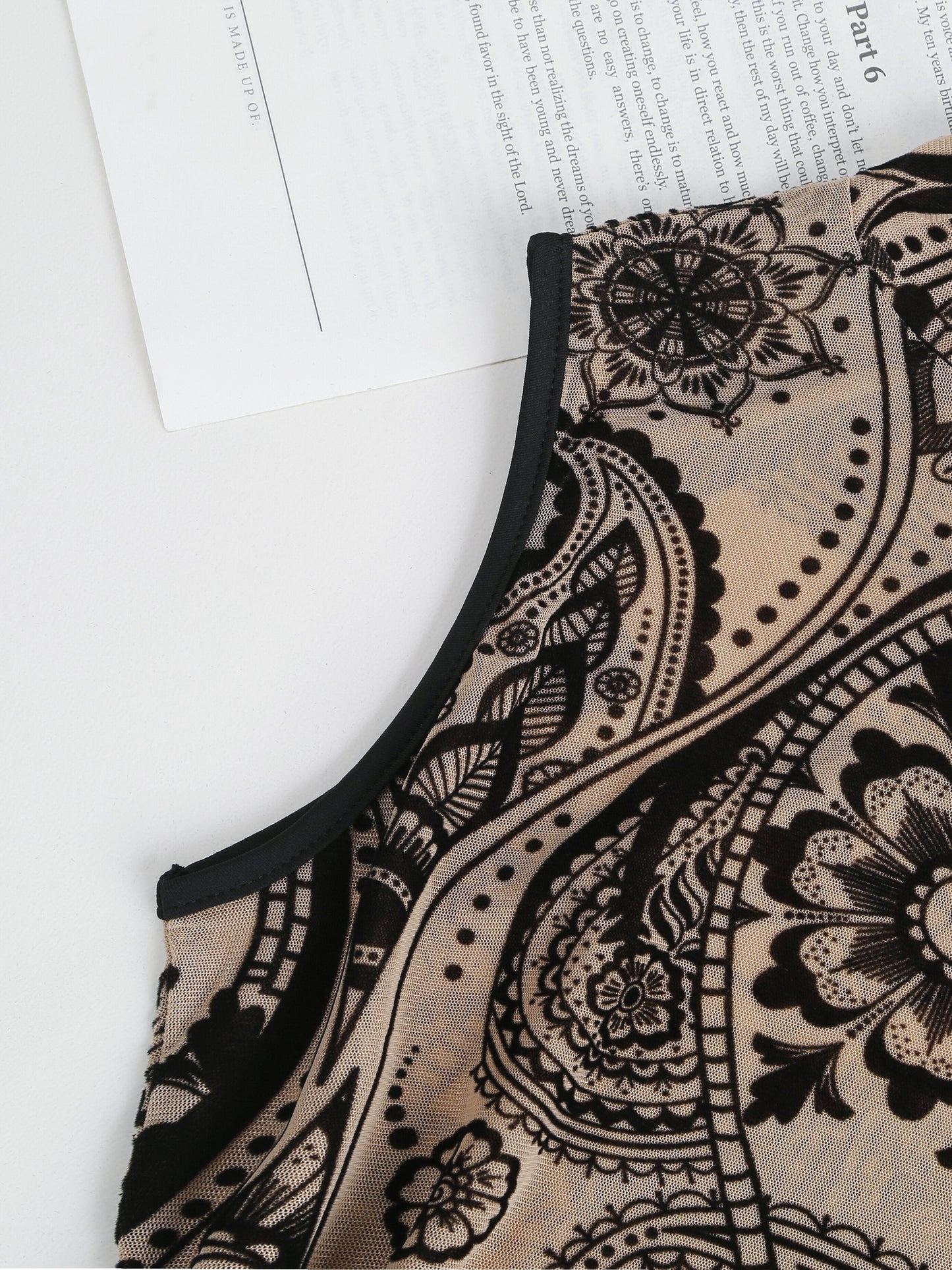 Women's Graphic Print Lingerie Bodysuit - Sleeveless detail view