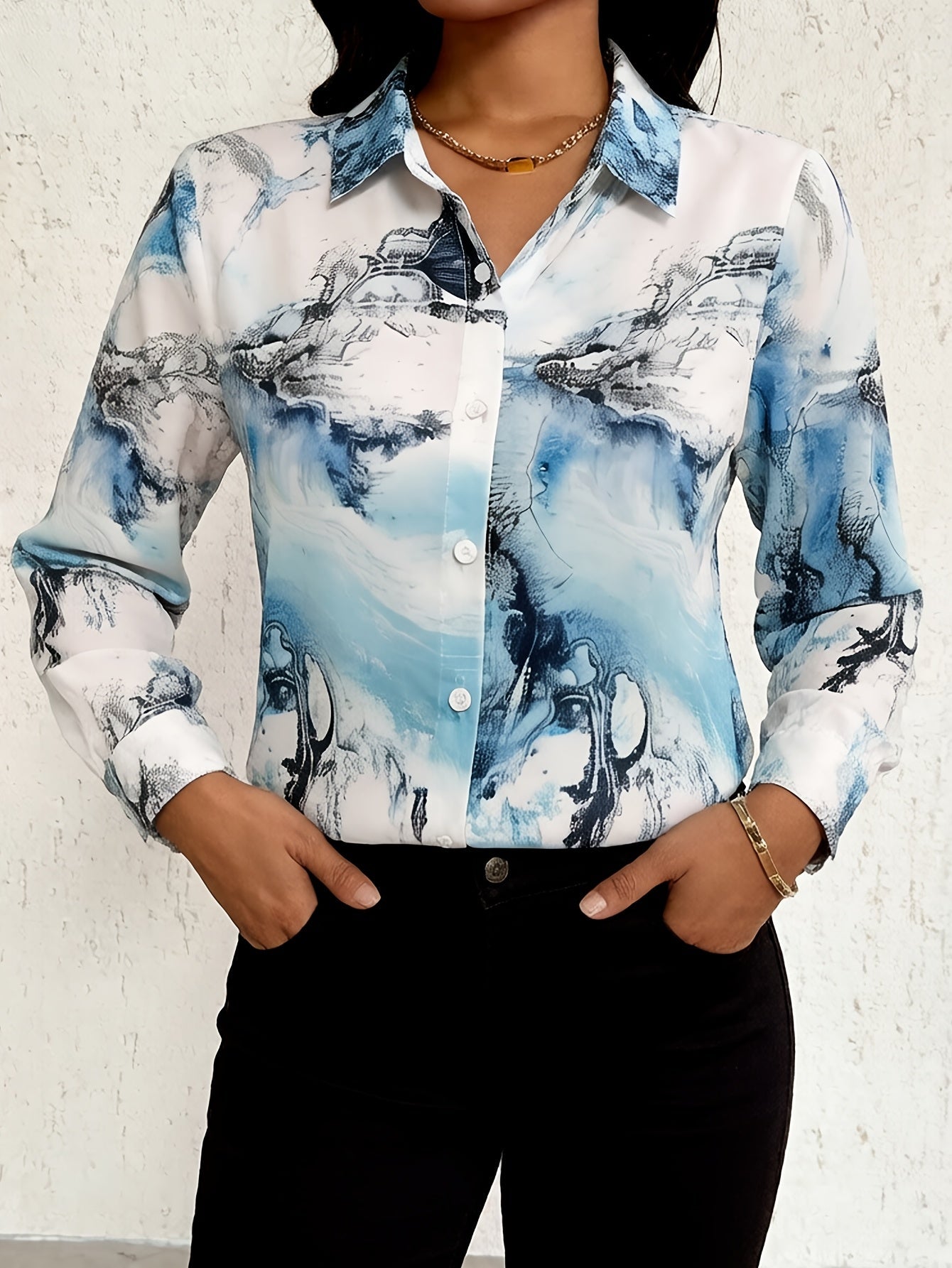 Women's Graphic Print Polo Shirt - Relaxed Fit detail view
