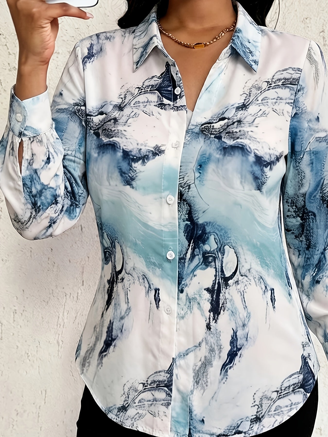 Women's Graphic Print Polo Shirt - Relaxed Fit detail view