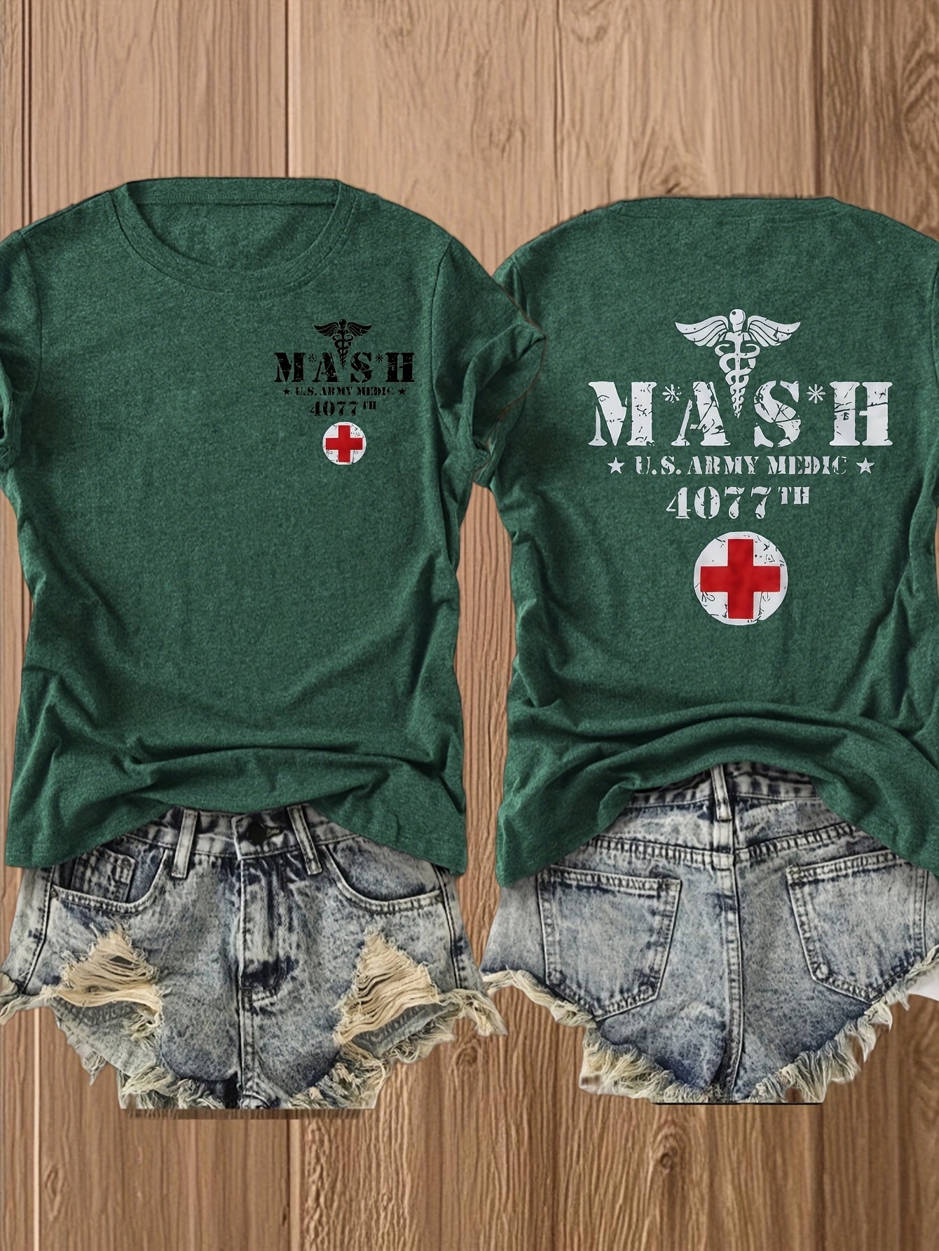 Women's Graphic Print T-Shirt - Classic Neck Short Sleeve – main product image