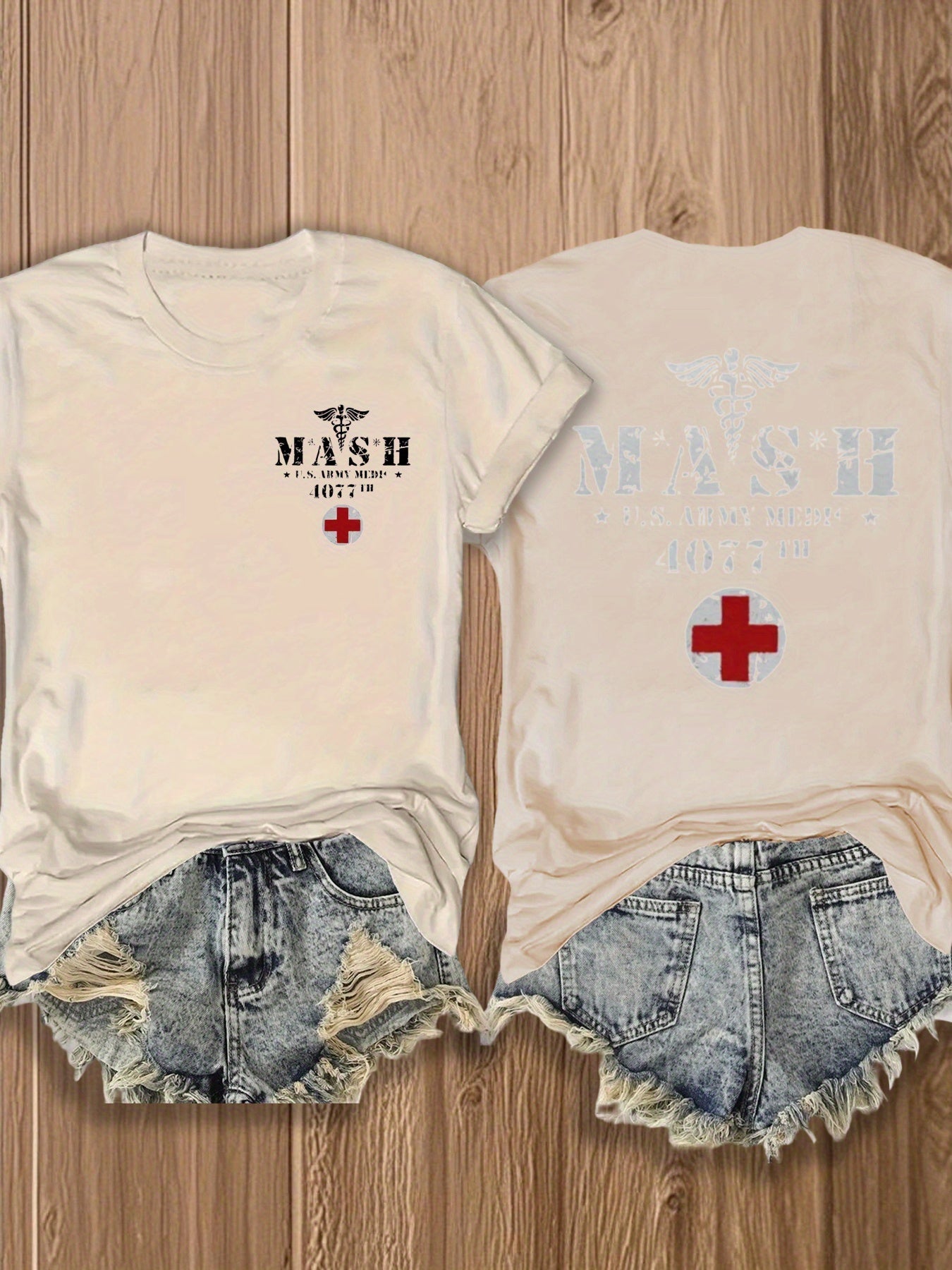 Women's Graphic Print T-Shirt - Classic Neck Short Sleeve – view 4