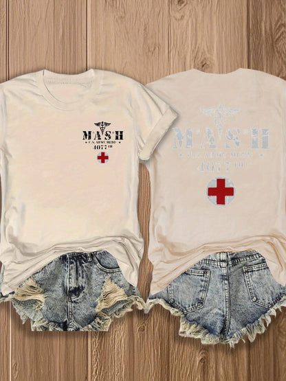 Women's Graphic Print T-Shirt - Classic Neck Short Sleeve – view 4