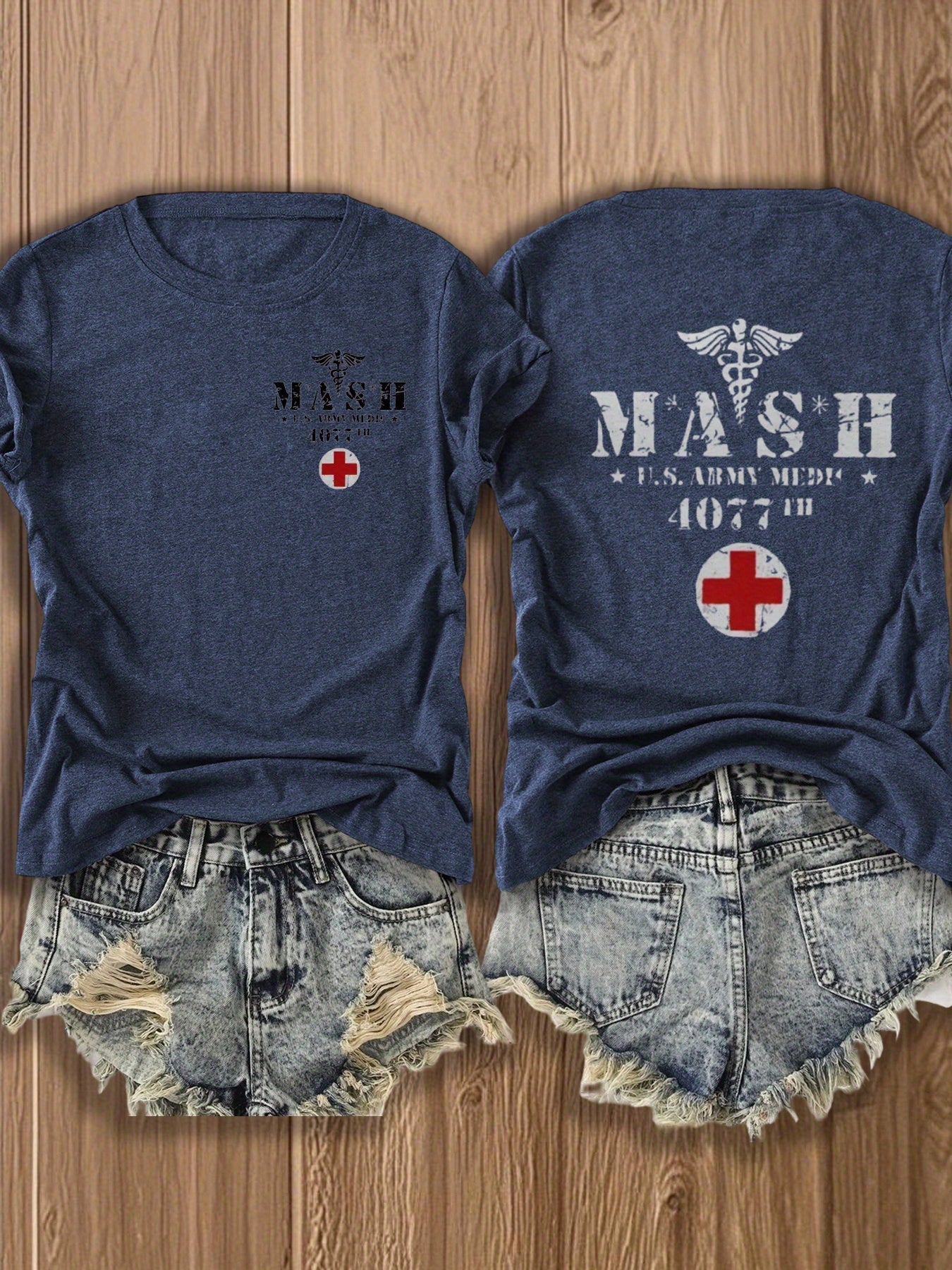 Women's Graphic Print T-Shirt - Classic Neck Short Sleeve detail view