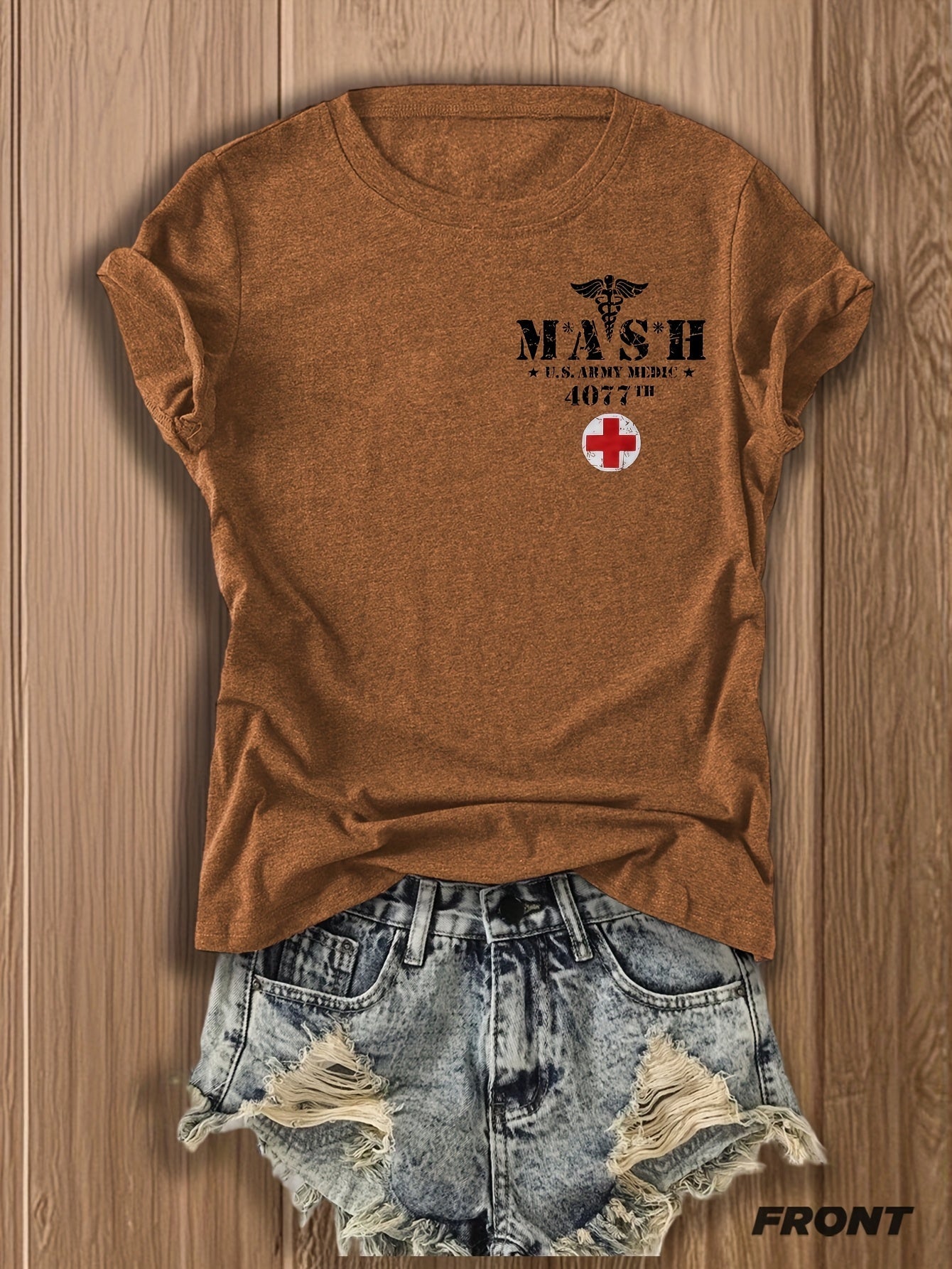 Women's Graphic Print T-Shirt - Classic Neck Short Sleeve detail view