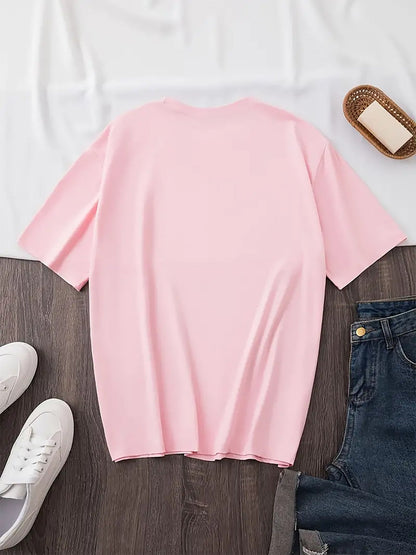 Women's Graphic Print T-Shirt - Crew Neck Short Sleeve – 6-Color Selection detail view