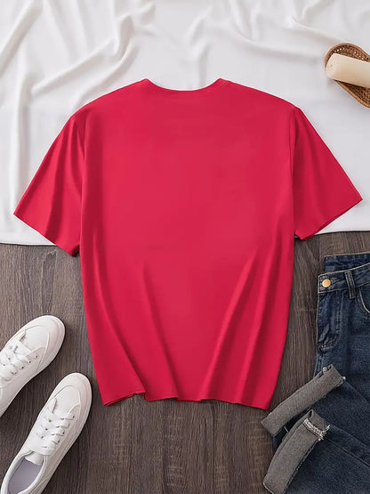 Women's Graphic Print T-Shirt - Crew Neck Short Sleeve – 6-Color Selection detail view