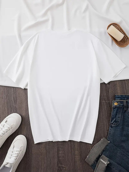 Women's Graphic Print T-Shirt - Crew Neck Short Sleeve – 6-Color Selection detail view