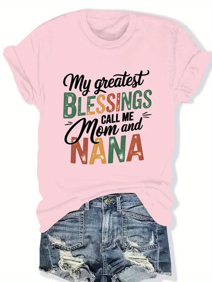 Women's Graphic Print T-Shirt - Crew Neck Short Sleeve – 6-Color Selection – White option – main product image