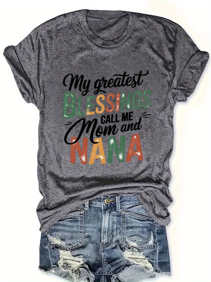 Women's Graphic Print T-Shirt - Crew Neck Short Sleeve – 6-Color Selection – White option – view 4