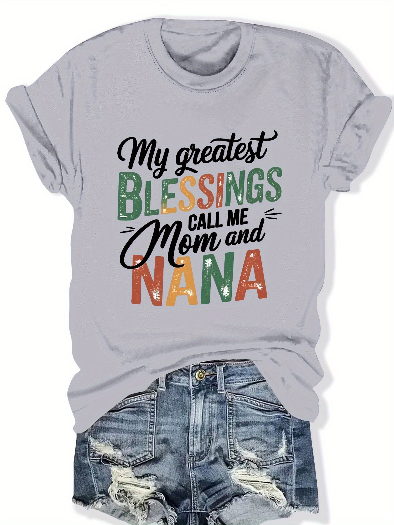Women's Graphic Print T-Shirt - Crew Neck Short Sleeve – 6-Color Selection – White option – view 5