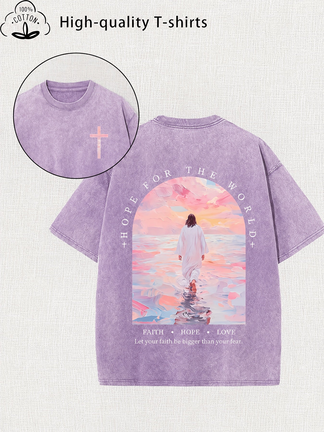 Women's Graphic Print T-Shirt - Crew Neck Short Sleeve – Apricot detail view