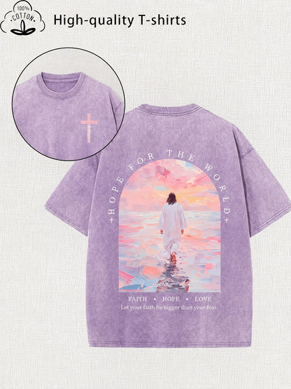 Women's Graphic Print T-Shirt - Crew Neck Short Sleeve – Apricot detail view