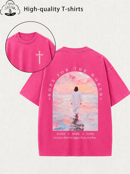 Women's Graphic Print T-Shirt - Crew Neck Short Sleeve – Apricot detail view