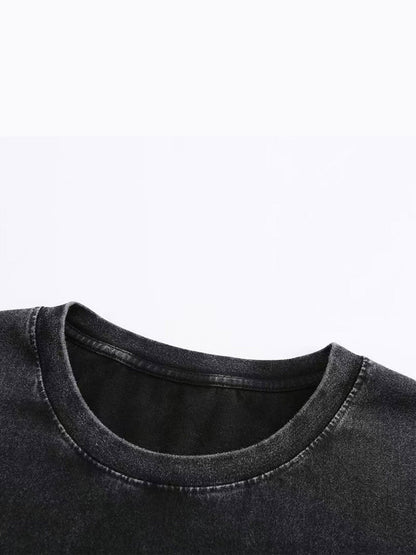 Women's Graphic Print T-Shirt - Crew Neck Short Sleeve – Black / Coffee Brown detail view