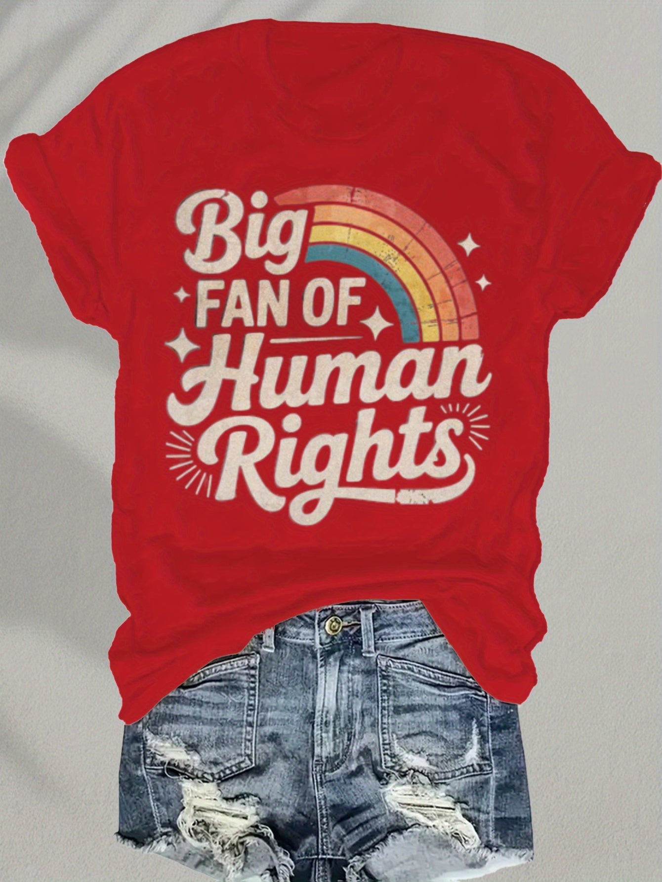 Women's Graphic Print T-Shirt - Crew Neck Short Sleeve Burgundy Red Design – view 2
