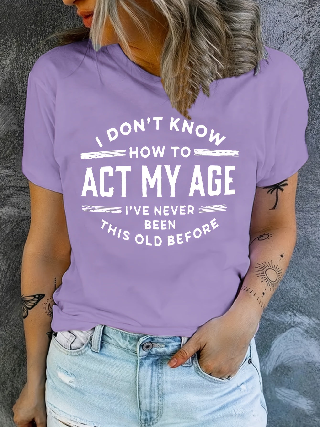 Women's Graphic Print T-Shirt - Crew Neck Short Sleeve Dark Gray – Dark Gray Graphic Design 17637 detail view