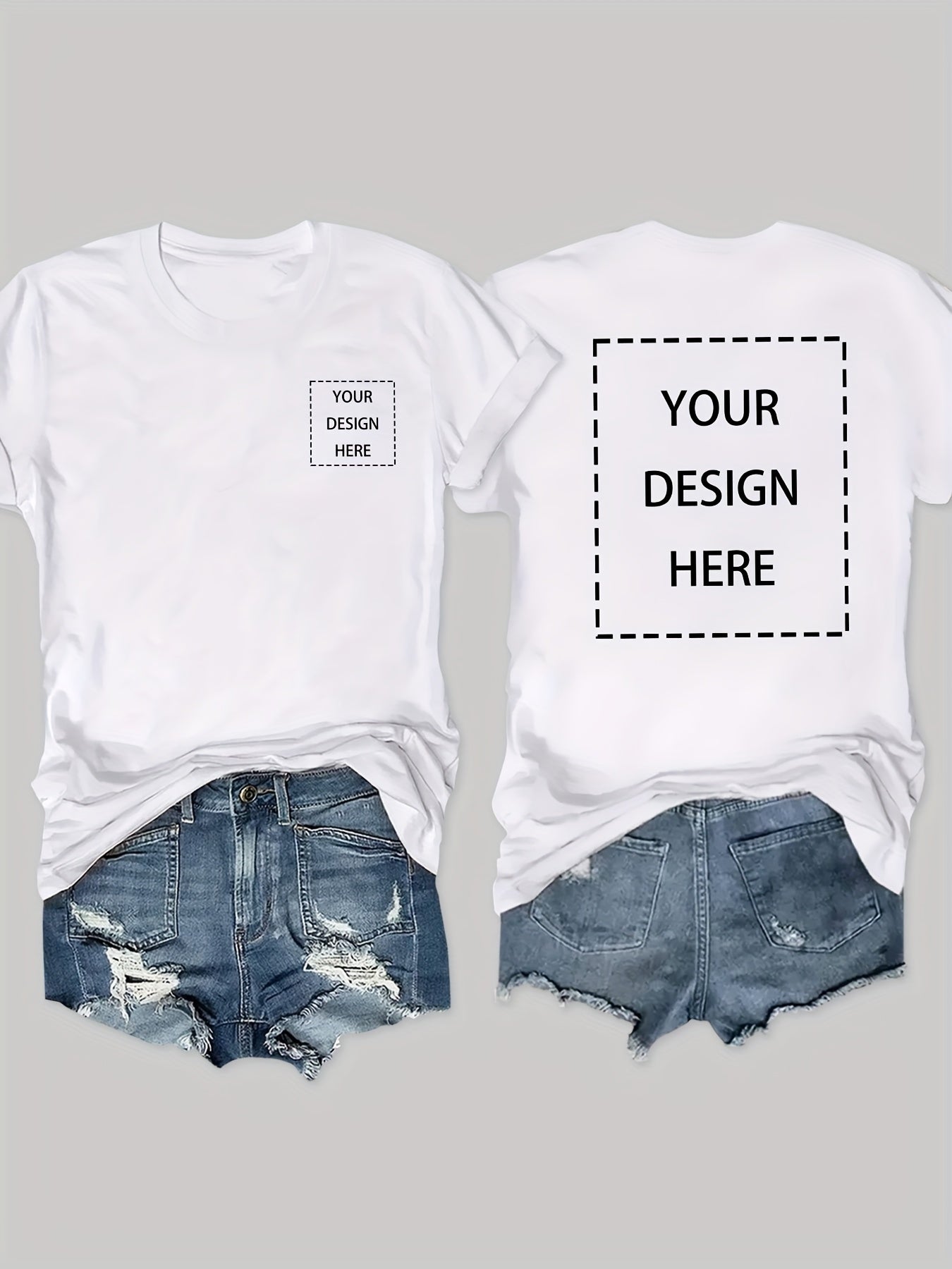 Women's Graphic Print T-Shirt - Crew Neck Short Sleeve Geometric Pink White Design detail view